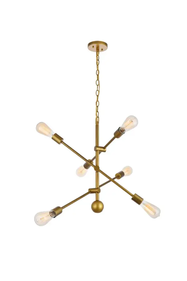 Axel 6-Light Adjustable Pendant in Brass