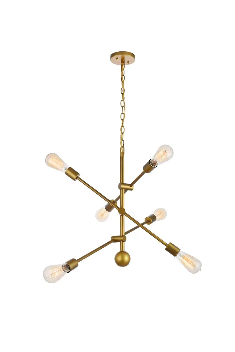 Axel 6-Light Adjustable Pendant in Brass
