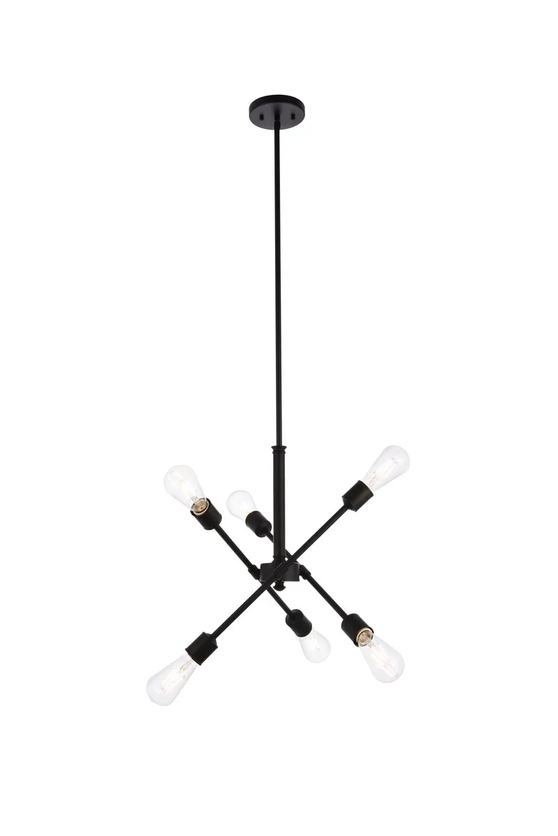 Axel Six Light Pendant in Black