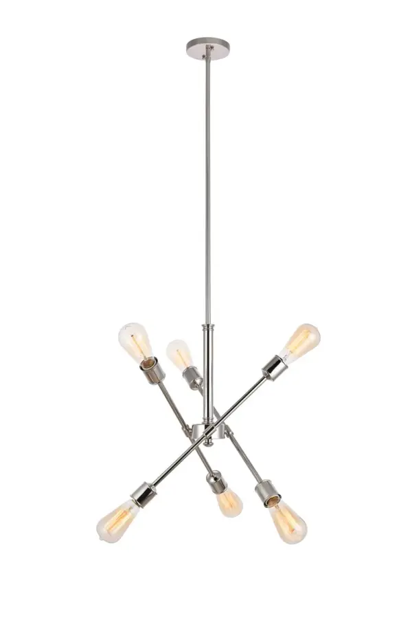 Axel Six Light Pendant in Polished Nickel