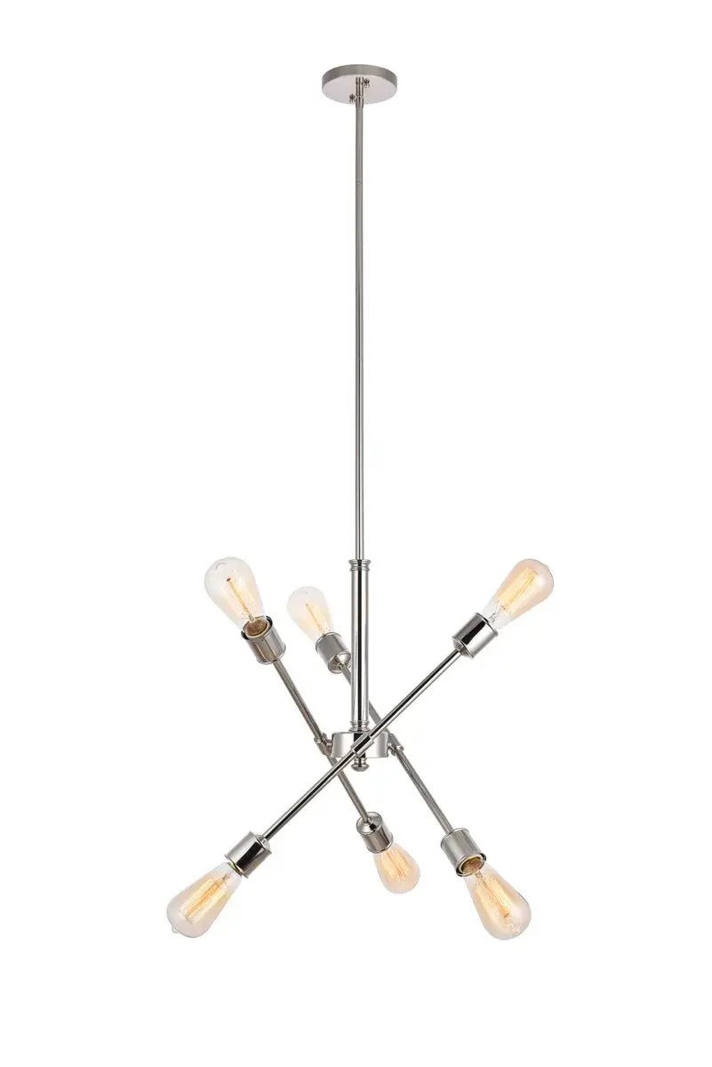Axel Six Light Pendant in Polished Nickel