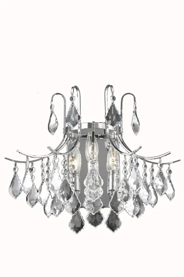 The Amelia collection sparkles with an extraordinary display of octagon Crystals and faceted Crystal pendalogues, creating the illusion of a shimmering cascade of ornamentation pouring from a sleek metal canopy. These fixtures would be a commanding visual presence in any room, and will fit comfortably in smaller spaces. Collection: Amelia Rooms: Entryway, Dining Room, Bedroom, Hallway, Office, Foyer Finish: Chrome Crystal: Clear Width: 16.00" Height: 14.00" Length: 16.00" Weight: 26.00 lb Extension from Wall: 9.50" Wire: 11.81" Canopy: 7.87``x5.11``x0.98`` Number of Bulbs: 3 Maximum Wattage: 40.00 W Bulb Type: B10 Bulb Base: E12 Dimmable Voltage: 110.00 V Material: Steel Country of Origin: China Safety Listing: ETL Safety Rating: Damp Title 20 Title 24 Manufacturer Warranty: 1 year limited Spec Sheet