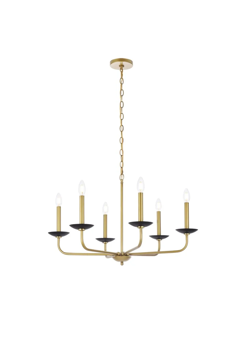 Cohen Six Light Pendant in black and brass