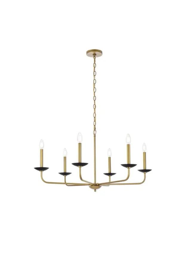 Cohen Six Light Pendant in Black and Brass