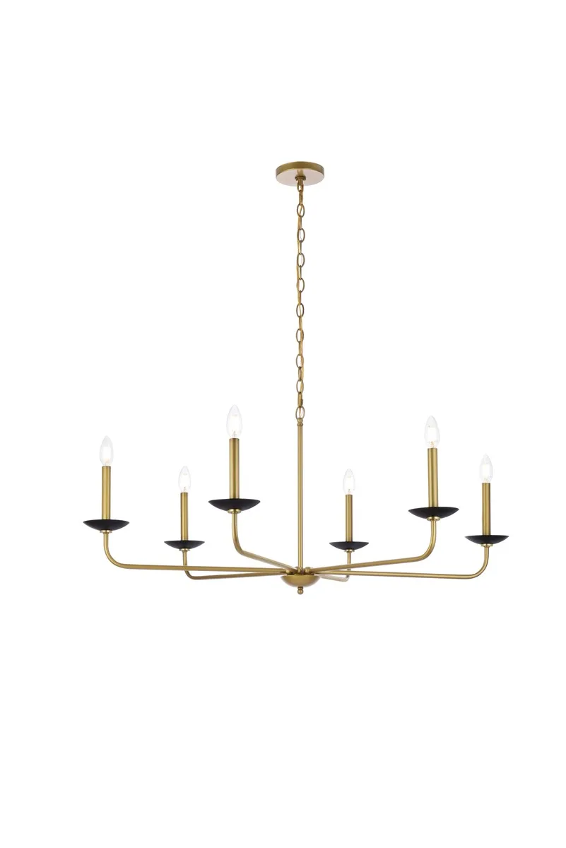 Cohen Six Light Pendant in black and brass