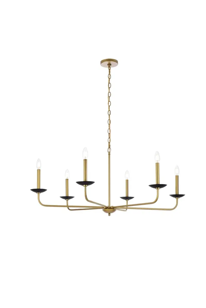 Cohen Six Light Pendant in Black and Brass