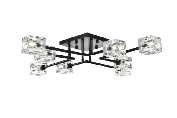 Dimensions
Length: 32"
Width: 32"
Height: 5.5"
Wire Length: 20"
Specifications
Assembly Required: yes
Bulb Included: No
Crystal/Glass Color: Clear
Dimmable: No
Distressed Finish: No
Dry/Wet/Damp: Dry
ETL: Yes
Finish (Color): Black
Fixture Material: Iron and Glass
Hardware Finish: Black
Harware Material: Iron
Max/Nominal Watt: 160W
Number of Lights: 8
Product Shape: Square
Product Type: Flush Mounts
Product Warranty: 1 year limited
Socket Type: G9
UL & ULC Standard: No
Voltage: 110V - 125V
Wattage/Bulb: 20W
Weight: 15
Wire Included: Yes
Shipment type: Small Parcel
US Shipping Cost: $17.00