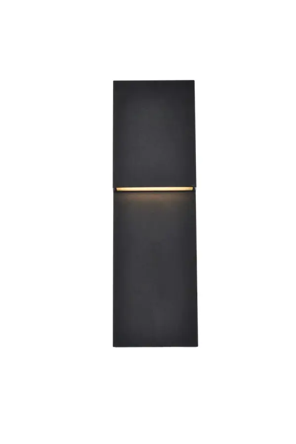 Minimalistic style and modern technology exudes in our Raine outdoor lighting Collection. The powder coated finish provides protection against the outdoor elements. Comes in two finishes in black and silver. Perfect for your front entryway, porch or balcony with these outdoor lights. Collection: Raine Rooms: outdoor Finish: black Width: 3.25" Height: 16.00" Length: 5.00" Weight: 4.00 lb Extension from Wall: 3.25" Wire: 8" Canopy: 16``x5``x1.79`` Bulbs Included Maximum Wattage: 12.00 W Bulb Type: LED Light Source: LED Light Output: 240.00 lm Color Temperature: 3000 K CRI: 80 Dimmable Beam Spread: 120.00° Rated Average Life: 50000 Voltage: 120.00 V Material: aluminum, iron, glass Country of Origin: China Safety Rating: Wet Title 20 LED Manufacturer Warranty: 1 year limited Spec Sheet