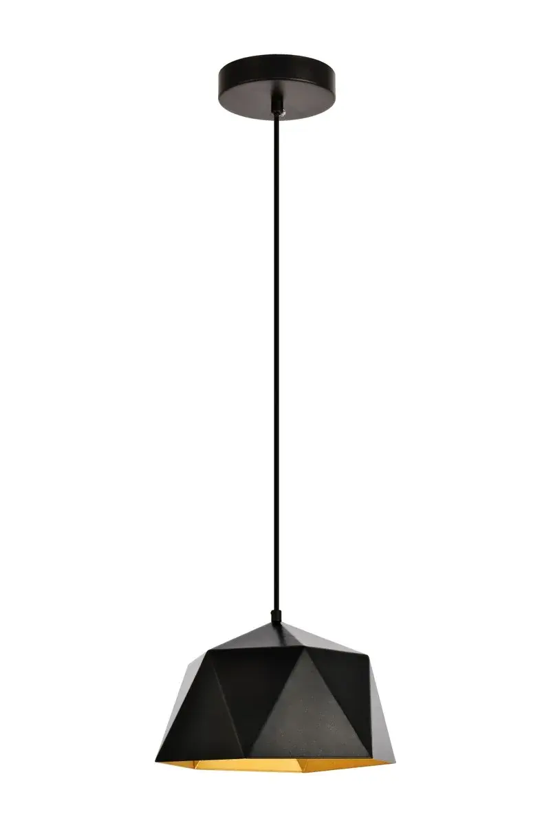 Arden One Light Pendant in Black and Golden Inside