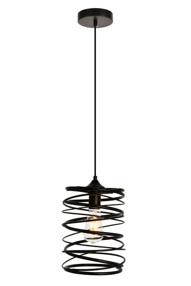 Hopper One Light Pendant in Black