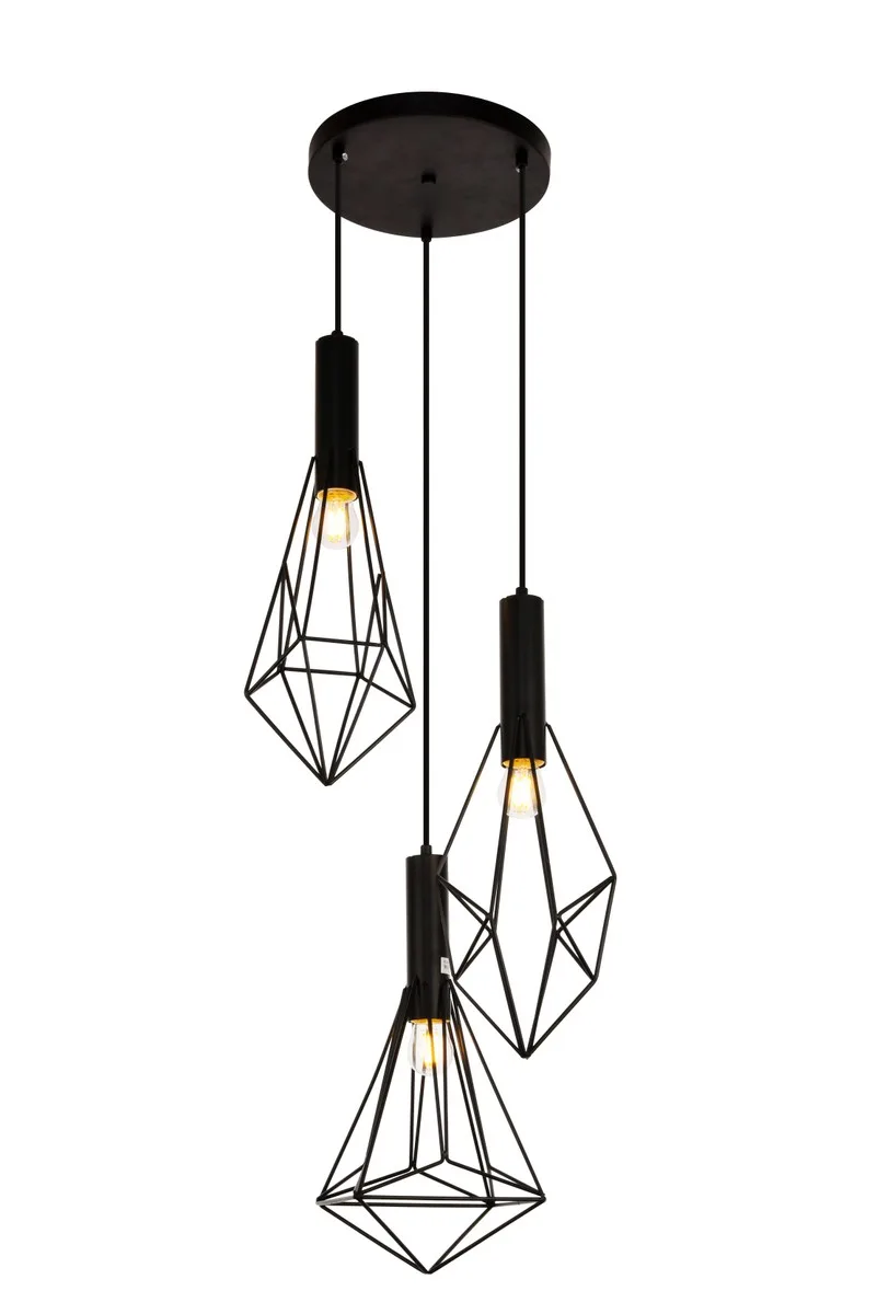 Jago Three Light Pendant in Black