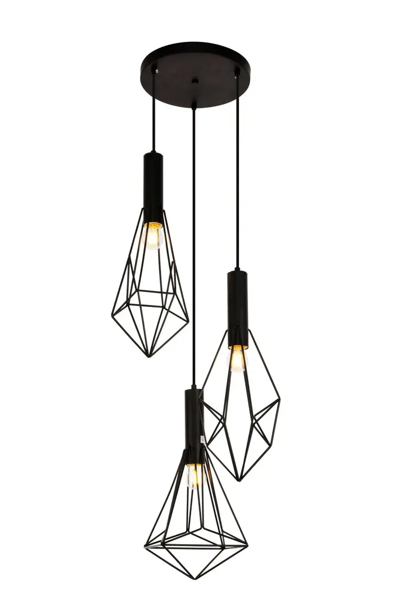 Jago Three Light Pendant in Black