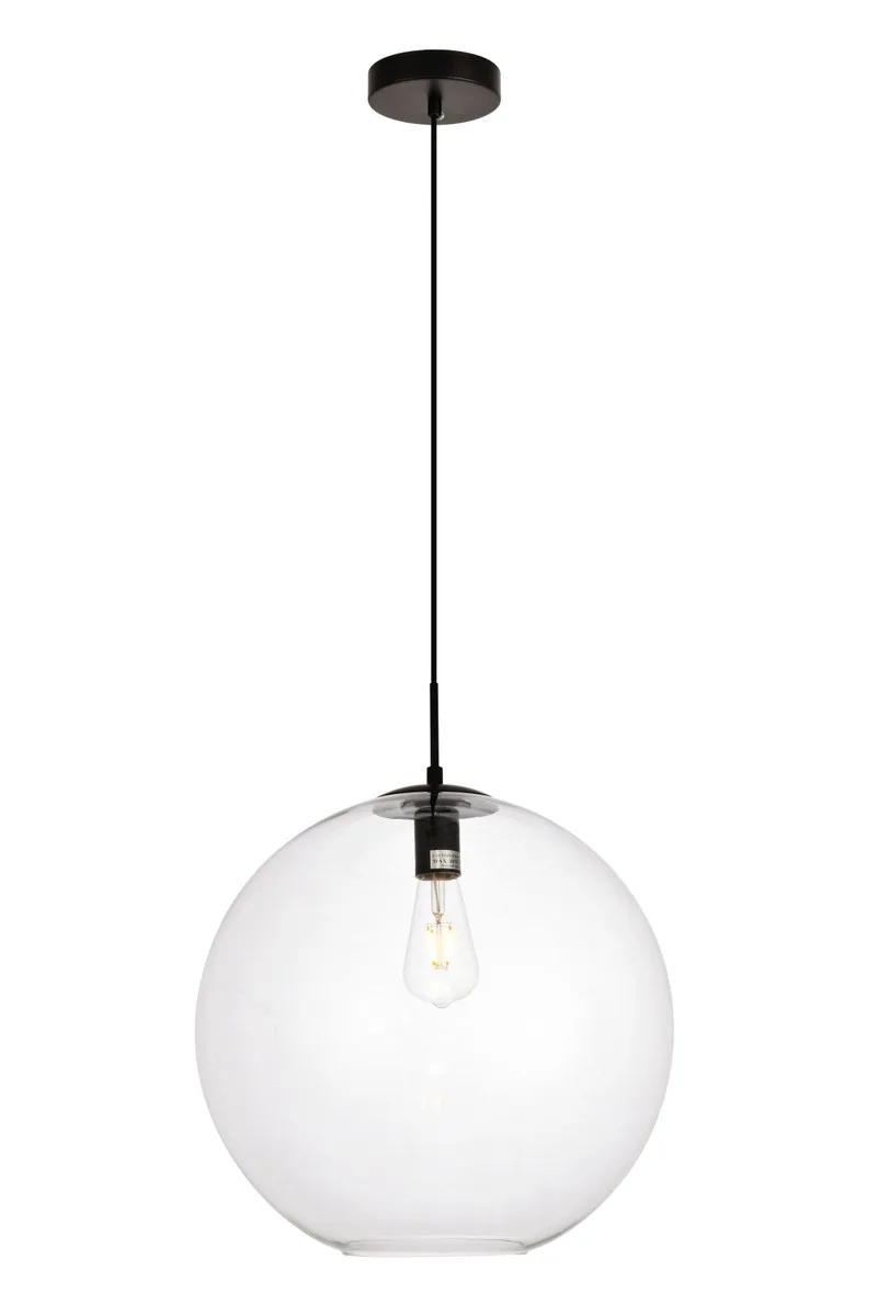 Placido One Light Pendant in Black and Clear