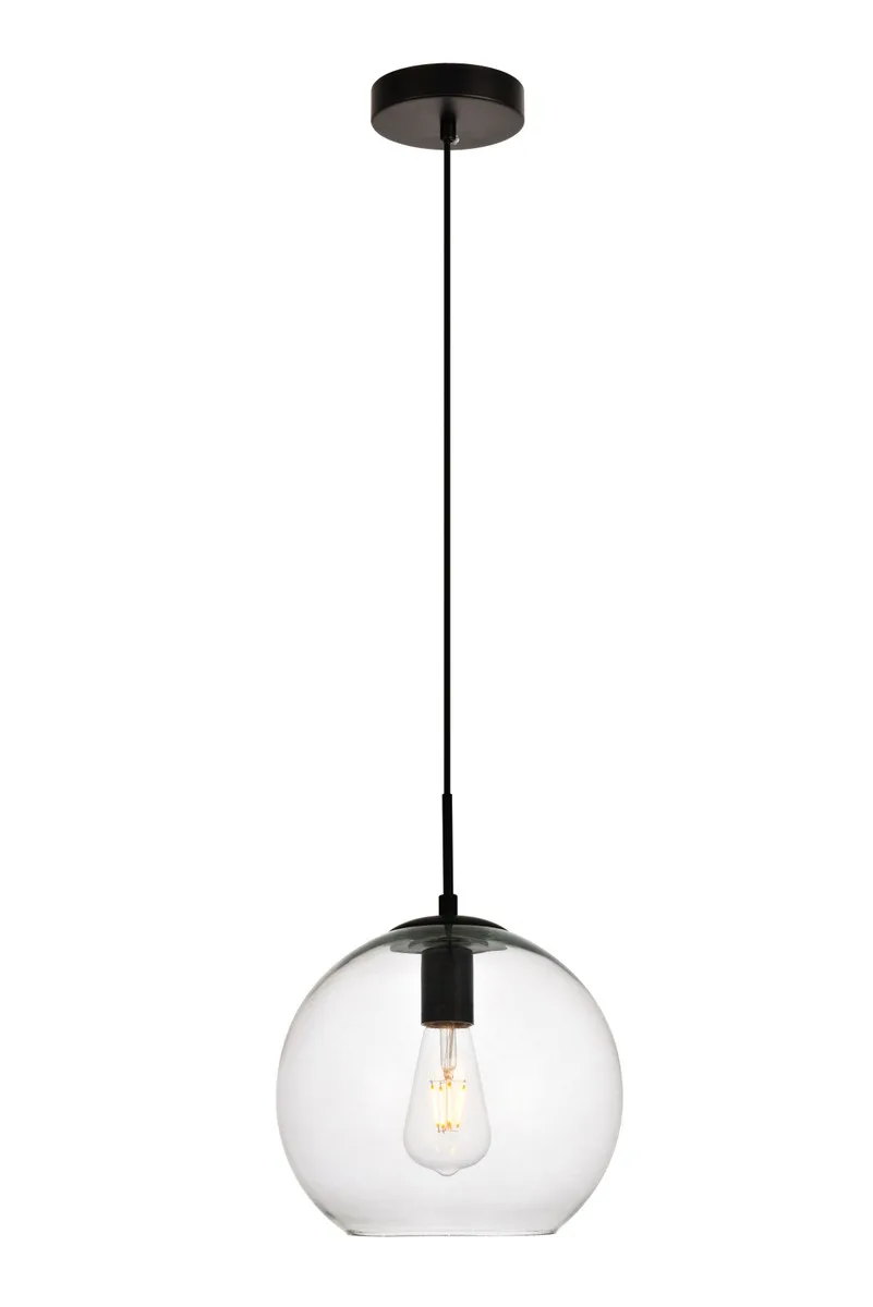 Placido One Light Pendant in Black and Clear