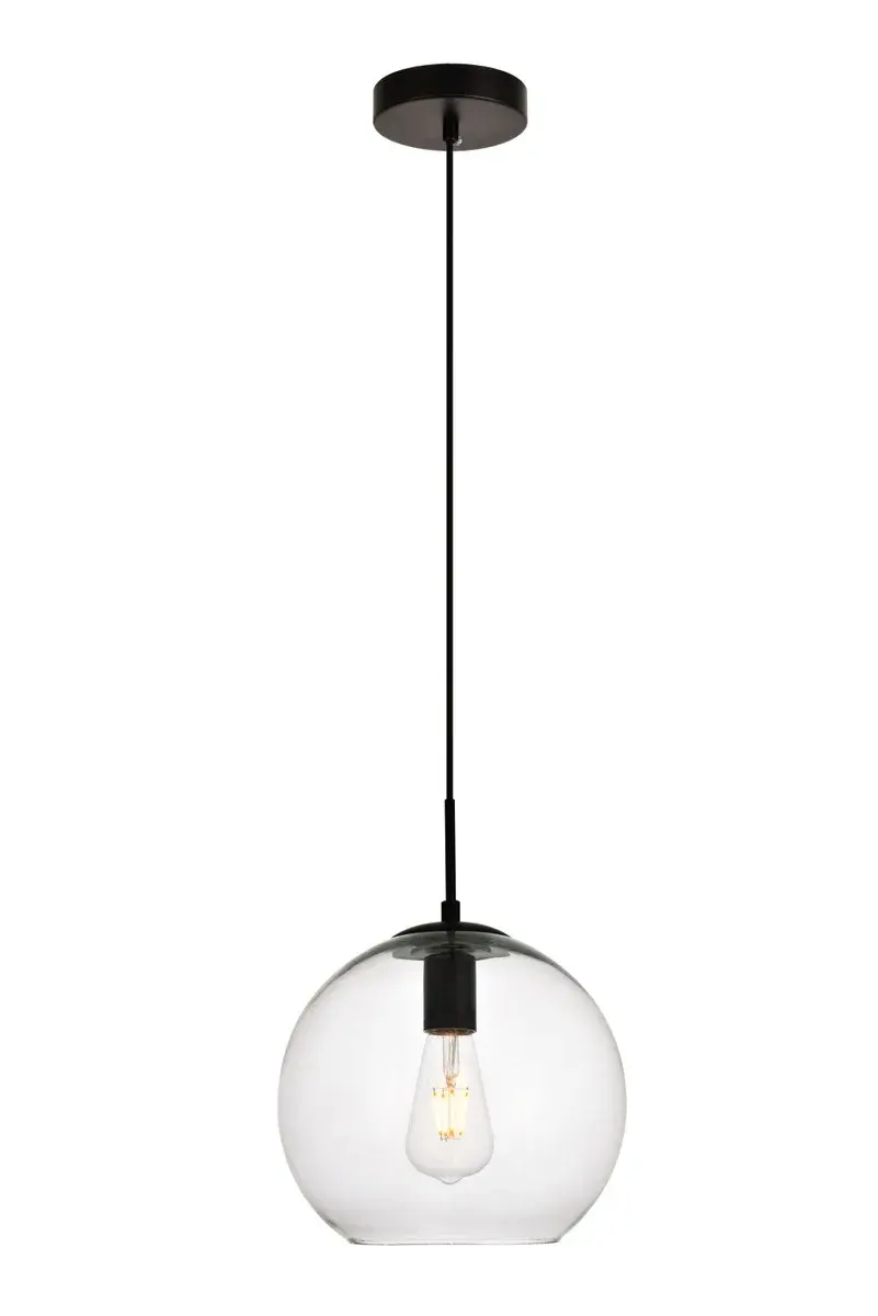 Placido One Light Pendant in Black and Clear