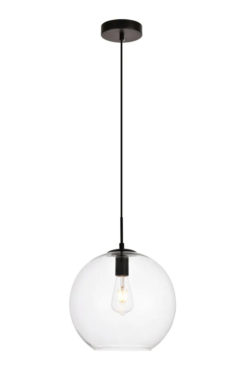 Placido One Light Pendant in Black and Clear