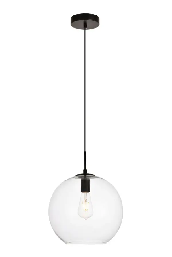 The Placido collection lives up to its name by bringing some peace to your day. The clear glass shades, reminiscent of a clear, placid lake, are contrasted with black hardware. Select from the ball, lozenge, cylinder, and crown shade shapes to add a glowing accent to your kitchen, bar, entryway, office space, or bedroom. The transitional-style pendants are illuminated with one incandescent or LED lamp (not included), and the height is adjustable. These soothing lights may encourage relaxation, creative daydreaming, or even a tranquil siesta. Collection: Placido Rooms: Kitchen, bars, entryway, office Finish: Black and Clear Glass: Clear Width: 11.80" Height: 11.40" Length: 11.80" Weight: 4.00 lb Chain: 60`` Wire: 60" Black Canopy: 4.7"x1" Number of Bulbs: 1 Maximum Wattage: 40.00 W Bulb Type: E26 Bulb Base: E26 Medium Dimmable Voltage: 110.00 V Material: Iron and Glass Country of Origin: China Safety Listing: ETL Safety Rating: Dry Title 20 Title 24 Manufacturer Warranty: 1 year limited Spec Sheet