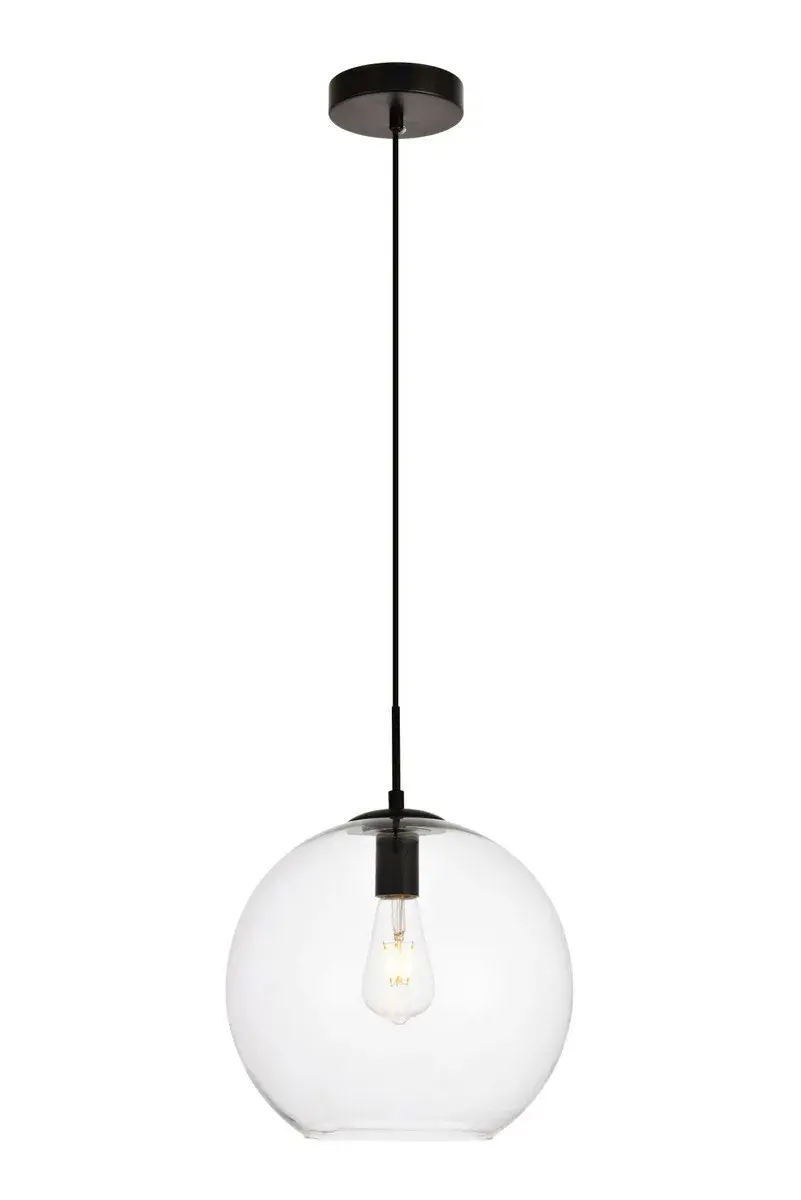 Placido One Light Pendant in Black and Clear