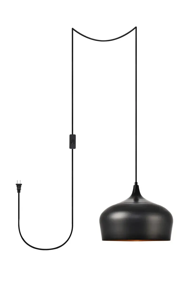 Nora One Light Plug-In Pendant in Black