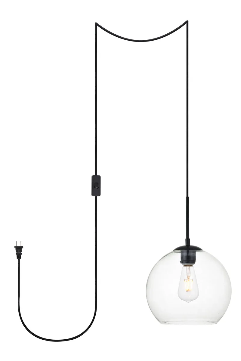 Baxter One Light Plug in Pendant in Black