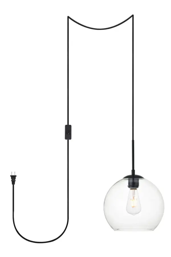 Baxter One Light Plug-In Pendant in Black