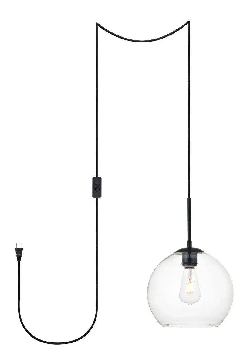 Baxter One Light Plug-In Pendant in Black
