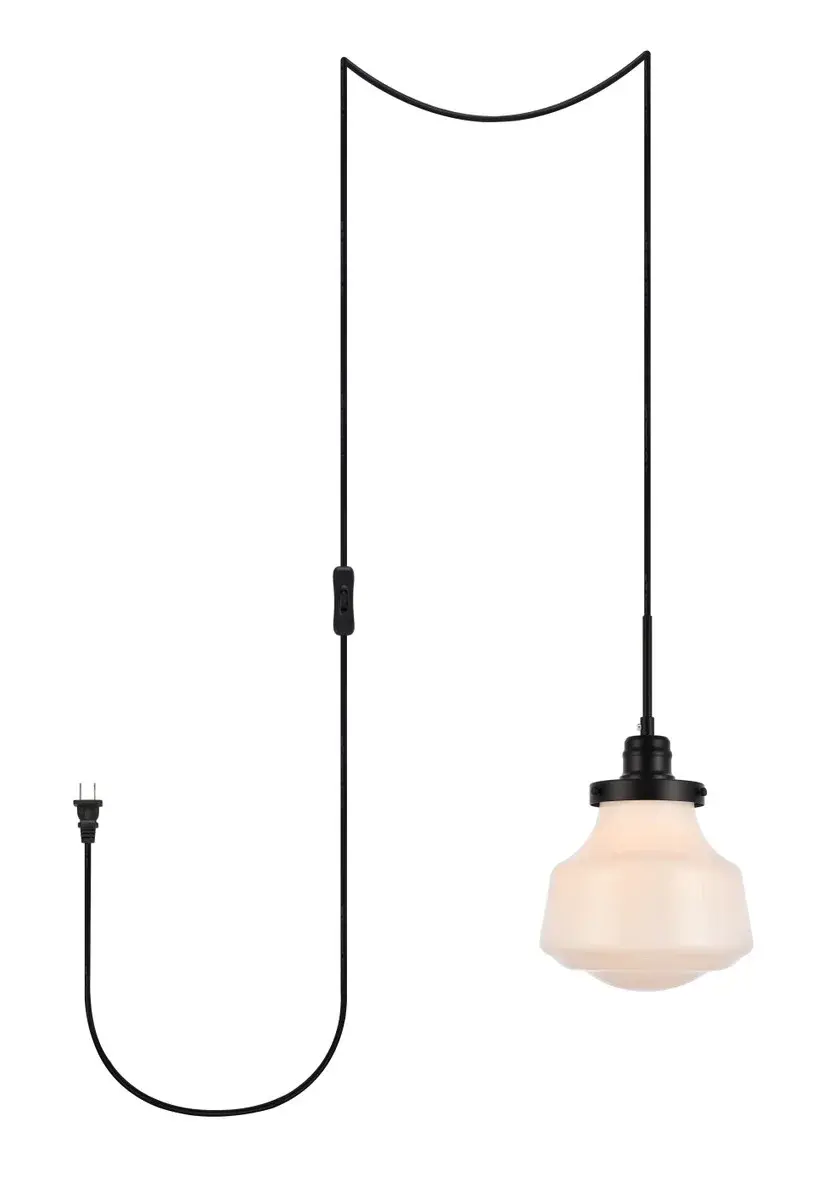 Lyle One Light Plug-In Pendant in Black and Frosted White