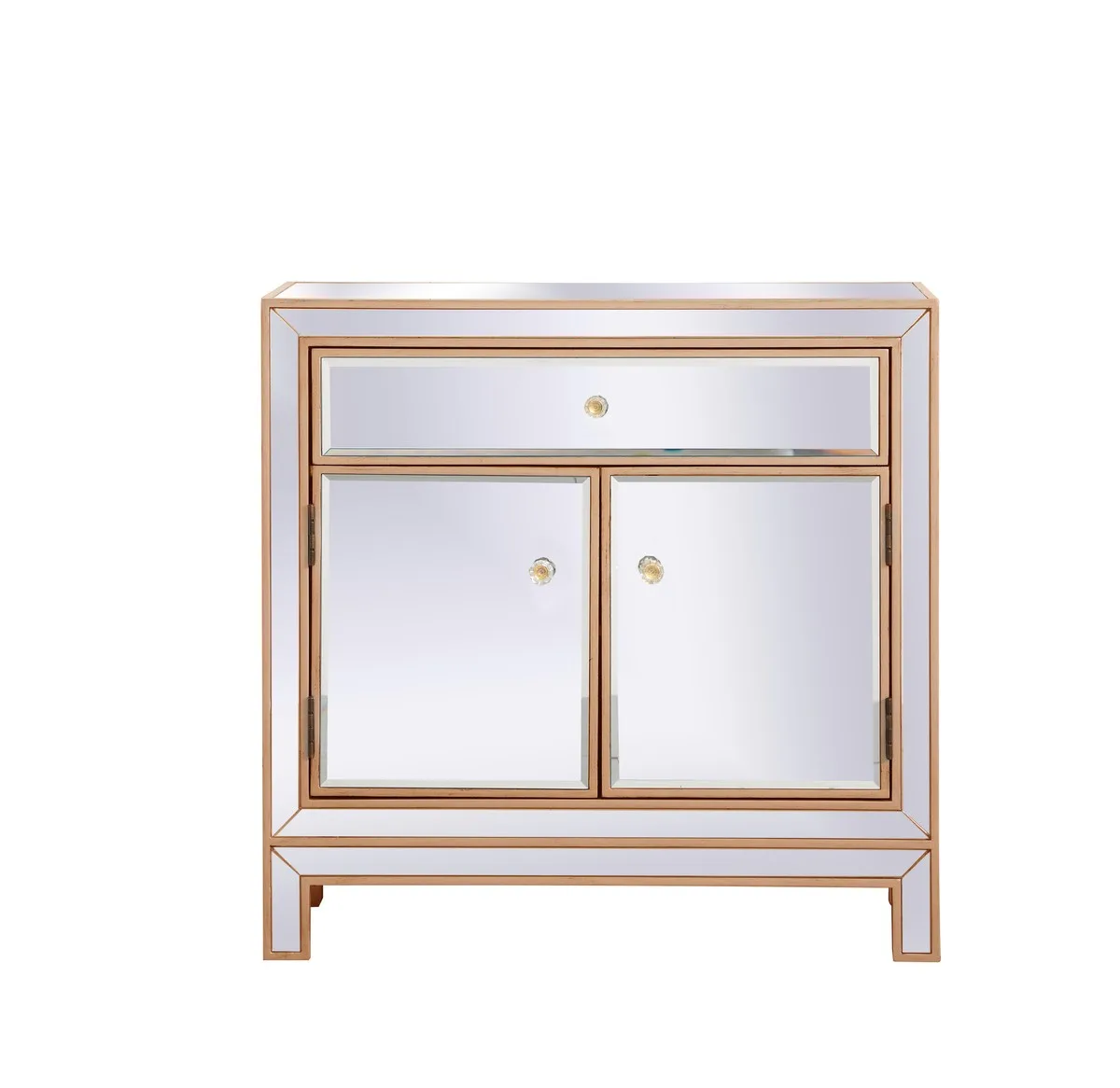 Modern Mirrored Cabinet in Antique Gold