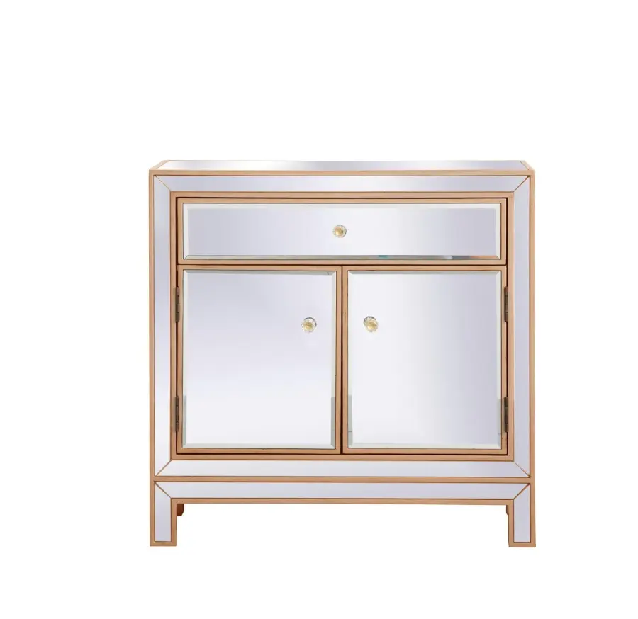Modern Mirrored Cabinet in Antique Gold