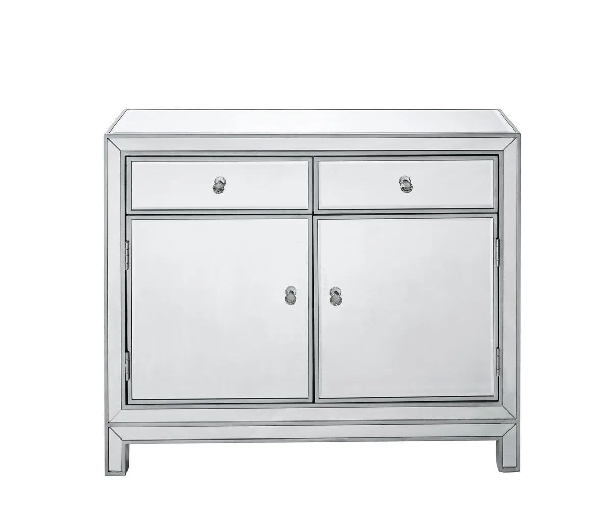 REFLEXION Mirrored Nightstand in Antique Silver