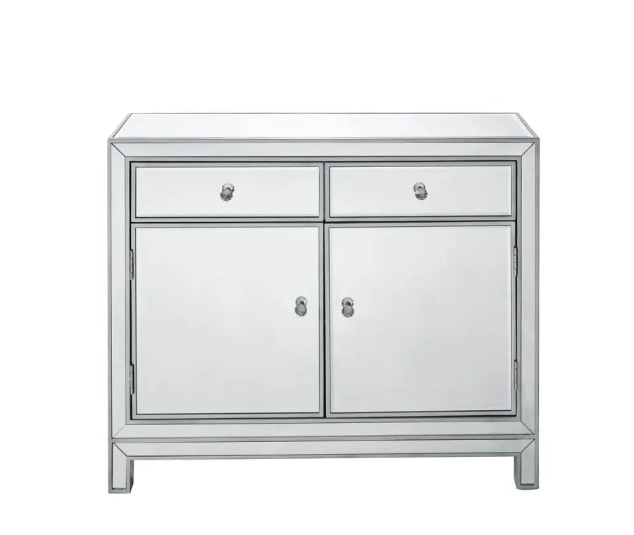 REFLEXION Mirrored Nightstand in Antique Silver