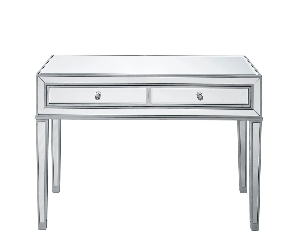 REFLEXION Mirrored Desk in Antique Silver