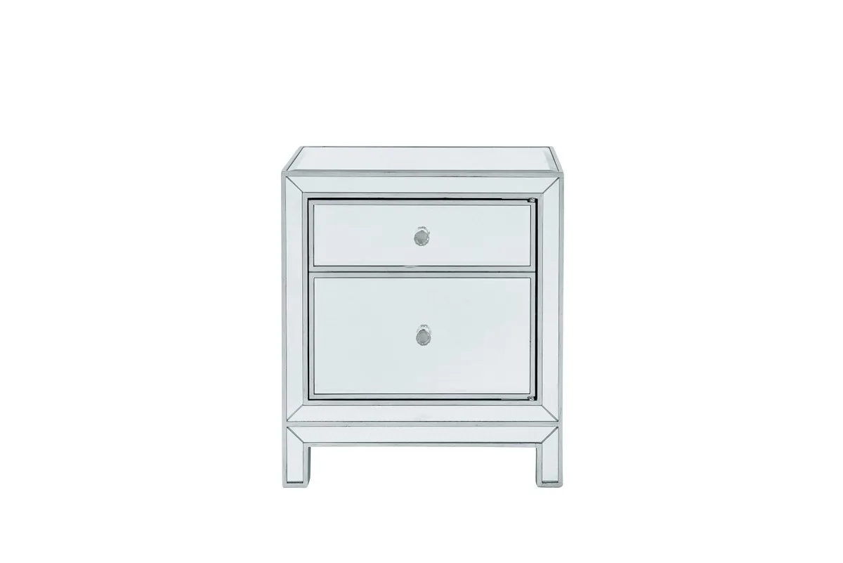REFLEXION Mirrored Nightstand in Antique Silver