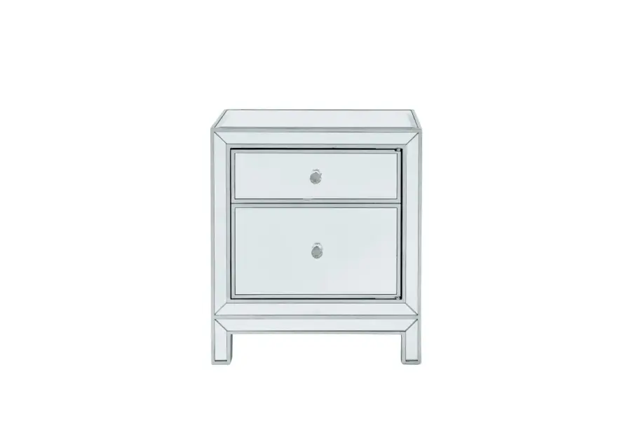 REFLEXION Mirrored Nightstand in Antique Silver