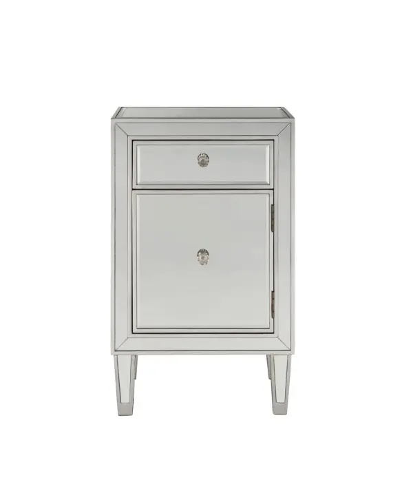 REFLEXION Mirrored End Table in Antique Silver