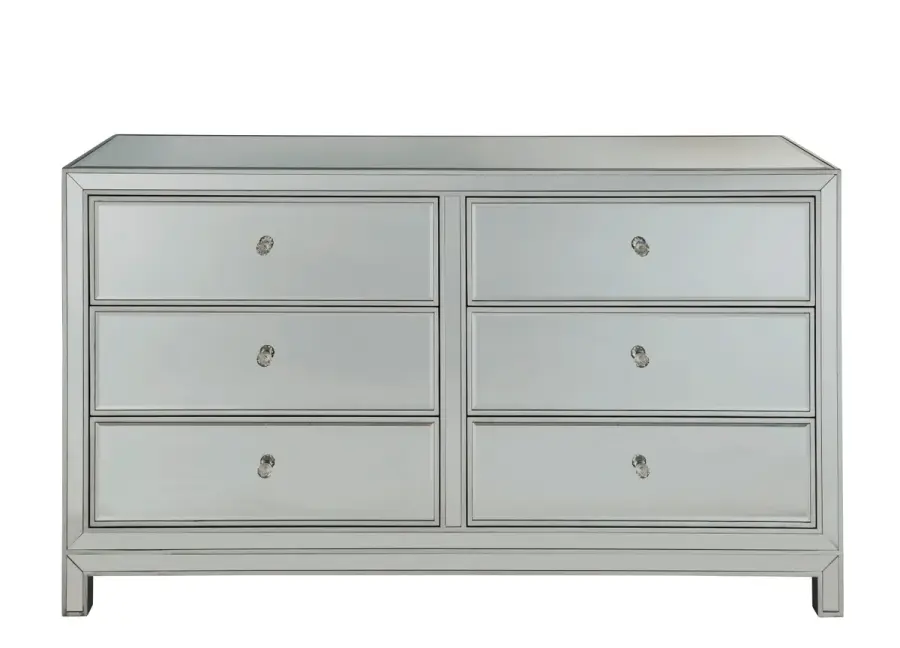 REFLEXION 6-Drawer Dresser in Antique Silver