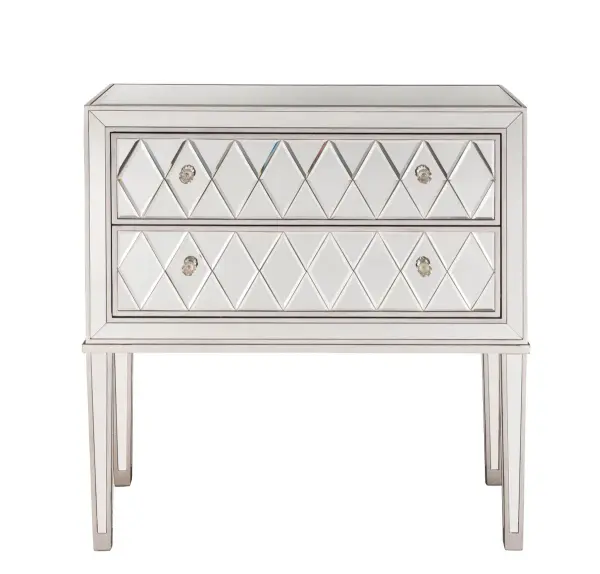 REFLEXION Antique Silver Mirrored Nightstand