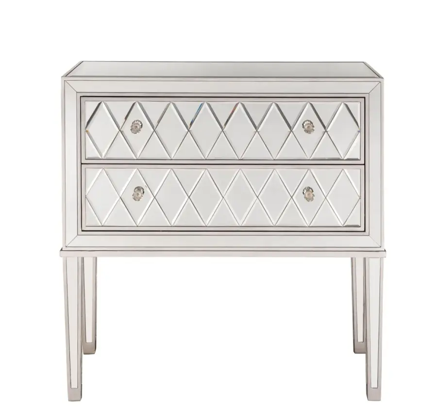 REFLEXION Antique Silver Mirrored Nightstand