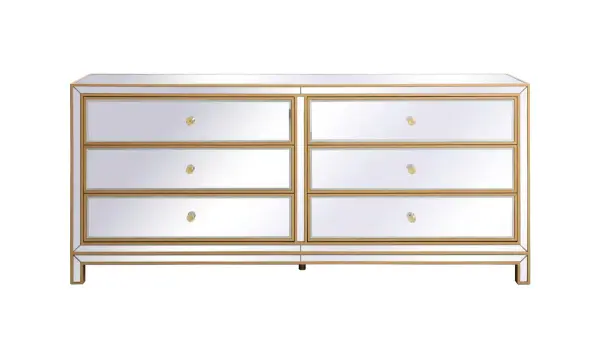Reflexion 6-Drawer Dresser in Gold