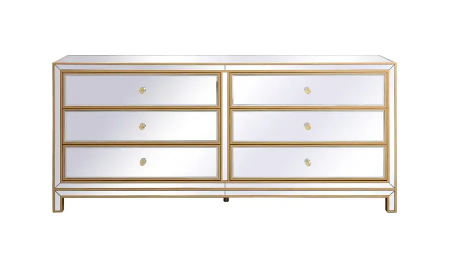 Reflexion 6-Drawer Dresser in Gold