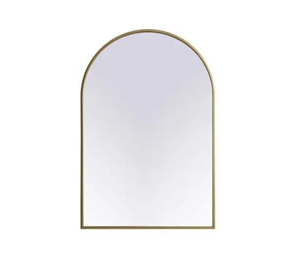 Instantly open up any space in your home with this minimalist wall-mounted mirror. Crafted of metal, this mirror strikes a round silhouette. Its slender, clean-lined frame sports a classic finish, while the glass mirror within features a flat, for a brilliant reflection, letting the light bounce off to expand your space. Designed in an arch shape, this metal-frame mirror showcases in the three available satin finishes in black, brass, or silver. Mount this work of art in any room of your choice for added visual impact. Collection: Ayra Finish: Brass Width: 24.00" Height: 36.00" Length: 36.00" Weight: 16.00 lb Material: iron and MDF Country of Origin: China Manufacturer Warranty: 1 year limited