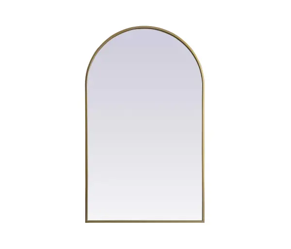 Instantly open up any space in your home with this minimalist wall-mounted mirror. Crafted of metal, this mirror strikes a round silhouette. Its slender, clean-lined frame sports a classic finish, while the glass mirror within features a flat, for a brilliant reflection, letting the light bounce off to expand your space. Designed in an arch shape, this metal-frame mirror showcases in the three available satin finishes in black, brass, or silver. Mount this work of art in any room of your choice for added visual impact. Collection: Ayra Finish: Brass Width: 24.00" Height: 40.00" Length: 40.00" Weight: 17.00 lb Material: iron and MDF Country of Origin: China Manufacturer Warranty: 1 year limited