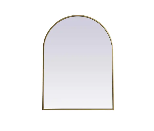 Instantly open up any space in your home with this minimalist wall-mounted mirror. Crafted of metal, this mirror strikes a round silhouette. Its slender, clean-lined frame sports a classic finish, while the glass mirror within features a flat, for a brilliant reflection, letting the light bounce off to expand your space. Designed in an arch shape, this metal-frame mirror showcases in the three available satin finishes in black, brass, or silver. Mount this work of art in any room of your choice for added visual impact. Collection: Ayra Finish: Brass Width: 27.00" Height: 36.00" Length: 36.00" Weight: 17.00 lb Material: iron and MDF Country of Origin: China Manufacturer Warranty: 1 year limited