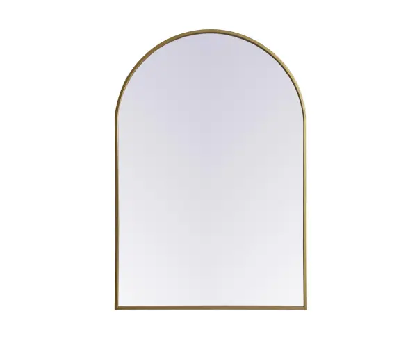 Instantly open up any space in your home with this minimalist wall-mounted mirror. Crafted of metal, this mirror strikes a round silhouette. Its slender, clean-lined frame sports a classic finish, while the glass mirror within features a flat, for a brilliant reflection, letting the light bounce off to expand your space. Designed in an arch shape, this metal-frame mirror showcases in the three available satin finishes in black, brass, or silver. Mount this work of art in any room of your choice for added visual impact. Collection: Ayra Finish: Brass Width: 27.00" Height: 40.00" Length: 40.00" Weight: 19.00 lb Material: iron and MDF Country of Origin: China Manufacturer Warranty: 1 year limited