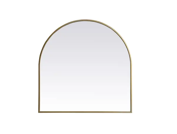 Instantly open up any space in your home with this minimalist wall-mounted mirror. Crafted of metal, this mirror strikes a round silhouette. Its slender, clean-lined frame sports a classic finish, while the glass mirror within features a flat, for a brilliant reflection, letting the light bounce off to expand your space. Designed in an arch shape, this metal-frame mirror showcases in the three available satin finishes in black, brass, or silver. Mount this work of art in any room of your choice for added visual impact. Collection: Ayra Finish: Brass Width: 30.00" Height: 30.00" Length: 30.00" Weight: 16.00 lb Material: iron and MDF Country of Origin: China Manufacturer Warranty: 1 year limited