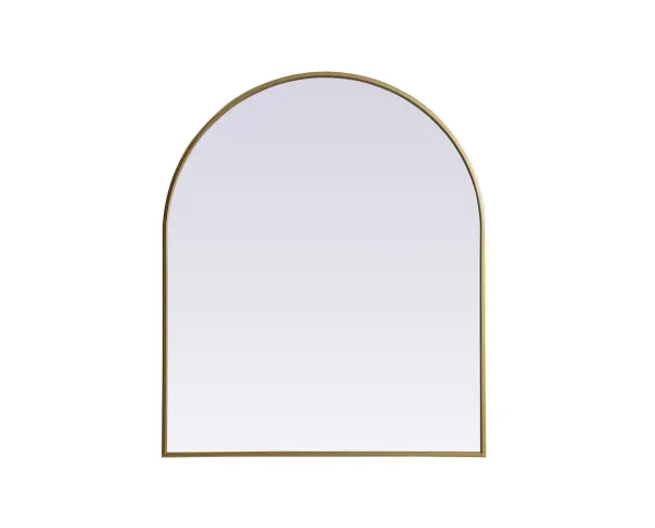 Instantly open up any space in your home with this minimalist wall-mounted mirror. Crafted of metal, this mirror strikes a round silhouette. Its slender, clean-lined frame sports a classic finish, while the glass mirror within features a flat, for a brilliant reflection, letting the light bounce off to expand your space. Designed in an arch shape, this metal-frame mirror showcases in the three available satin finishes in black, brass, or silver. Mount this work of art in any room of your choice for added visual impact. Collection: Ayra Finish: Brass Width: 30.00" Height: 36.00" Length: 36.00" Weight: 19.00 lb Material: iron and MDF Country of Origin: China Manufacturer Warranty: 1 year limited