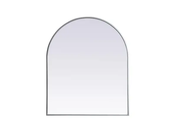 Instantly open up any space in your home with this minimalist wall-mounted mirror. Crafted of metal, this mirror strikes a round silhouette. Its slender, clean-lined frame sports a classic finish, while the glass mirror within features a flat, for a brilliant reflection, letting the light bounce off to expand your space. Designed in an arch shape, this metal-frame mirror showcases in the three available satin finishes in black, brass, or silver. Mount this work of art in any room of your choice for added visual impact. Collection: Ayra Finish: Silver Width: 30.00" Height: 36.00" Length: 36.00" Weight: 19.00 lb Material: iron and MDF Country of Origin: China Manufacturer Warranty: 1 year limited