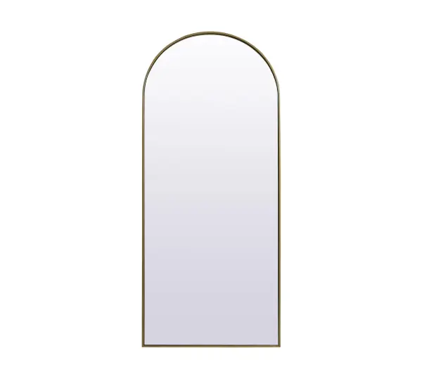 Instantly open up any space in your home with this minimalist floor mounted mirror. Crafted of metal, this mirror strikes a round silhouette. Its slender, clean-lined frame sports a classic finish, while the glass mirror within features a flat, for a brilliant reflection, letting the light bounce off to expand your space. Designed in an arch shape, this metal-frame mirror showcases in the three available satin finishes in black, brass, or silver. Mount this work of art in any room of your choice or lean against the wall for added visual impact. Collection: Ayra Finish: Brass Width: 32.00" Height: 76.00" Length: 76.00" Weight: 44.00 lb Material: iron and MDF Country of Origin: China Manufacturer Warranty: 1 year limited