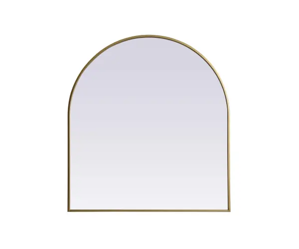 Instantly open up any space in your home with this minimalist wall-mounted mirror. Crafted of metal, this mirror strikes a round silhouette. Its slender, clean-lined frame sports a classic finish, while the glass mirror within features a flat, for a brilliant reflection, letting the light bounce off to expand your space. Designed in an arch shape, this metal-frame mirror showcases in the three available satin finishes in black, brass, or silver. Mount this work of art in any room of your choice for added visual impact. Collection: Ayra Finish: Brass Width: 33.00" Height: 36.00" Length: 36.00" Weight: 21.00 lb Material: iron and MDF Country of Origin: China Manufacturer Warranty: 1 year limited