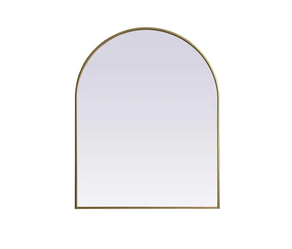 Instantly open up any space in your home with this minimalist wall-mounted mirror. Crafted of metal, this mirror strikes a round silhouette. Its slender, clean-lined frame sports a classic finish, while the glass mirror within features a flat, for a brilliant reflection, letting the light bounce off to expand your space. Designed in an arch shape, this metal-frame mirror showcases in the three available satin finishes in black, brass, or silver. Mount this work of art in any room of your choice for added visual impact. Collection: Ayra Finish: Brass Width: 33.00" Height: 42.00" Length: 42.00" Weight: 24.00 lb Material: iron and MDF Country of Origin: China Manufacturer Warranty: 1 year limited